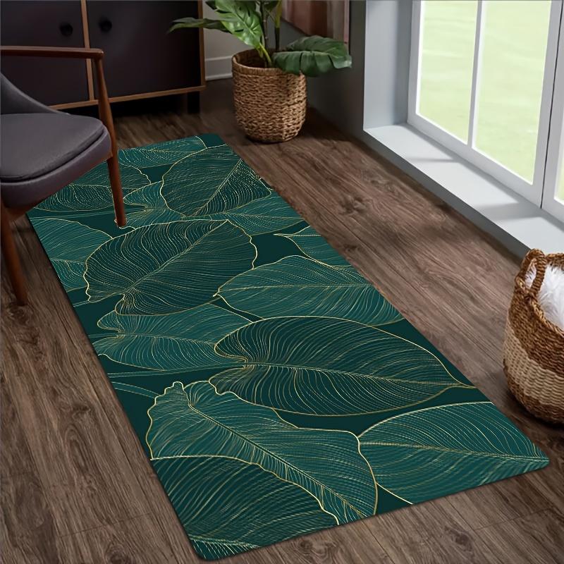 Green Leaf Print Kitchen Floor Mat Living Room Entrance Non-slip Carpets Bathroom Toilet Doormat Balcony Hallway Rugs Home Decor