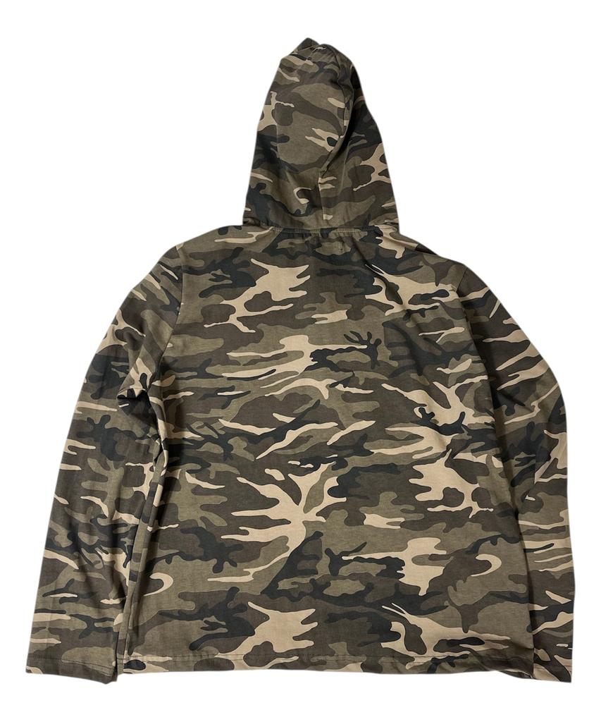 Camouflage 8 Henley Neck Hoodie ((Beige))