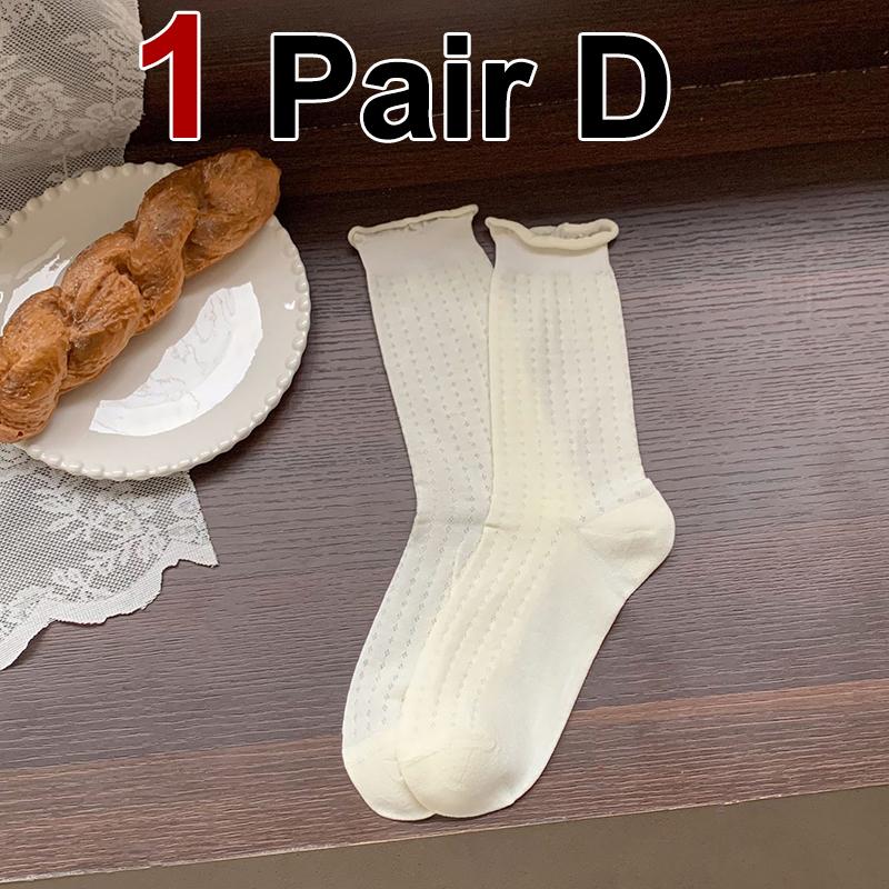

1/5 пар женских летних тонких хлопковых носков средней длины, впитывающих пот, дышащих, сетчатых, в форме сердца, с завернутыми краями, складывающихся в стопку One Size