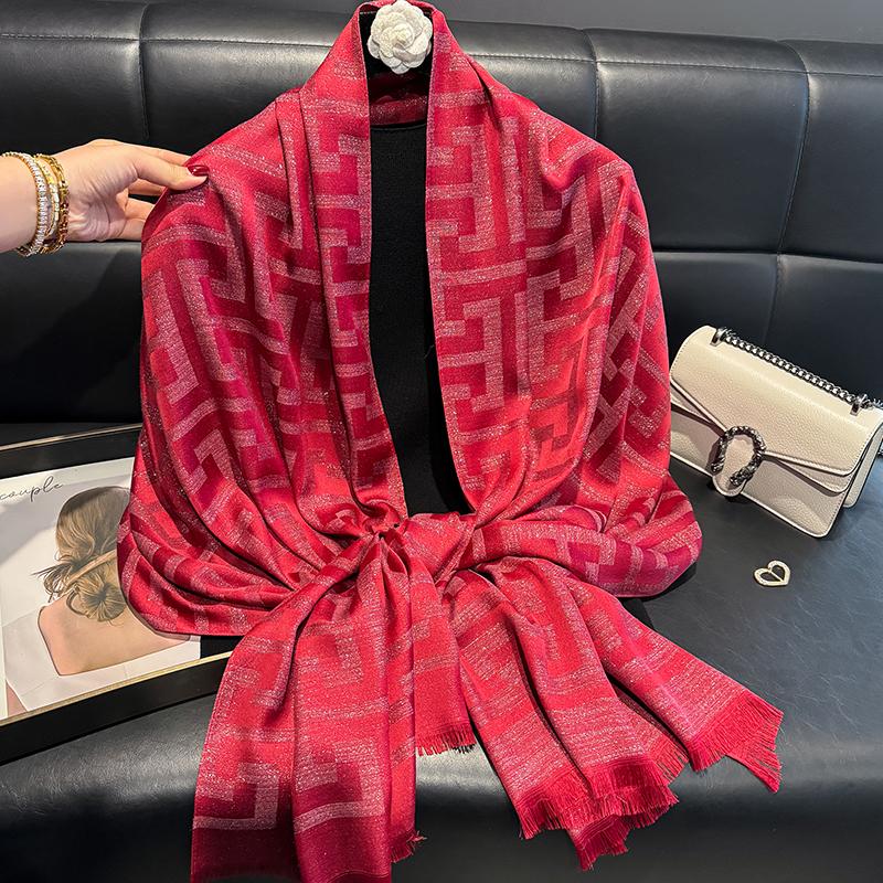 2025 Новый Дизайн Бренд Весна Женский Шарф Модный Геометрический Принт Хиджабы Шарфы Для Леди Шарфы и Накидки Пашмина Шали