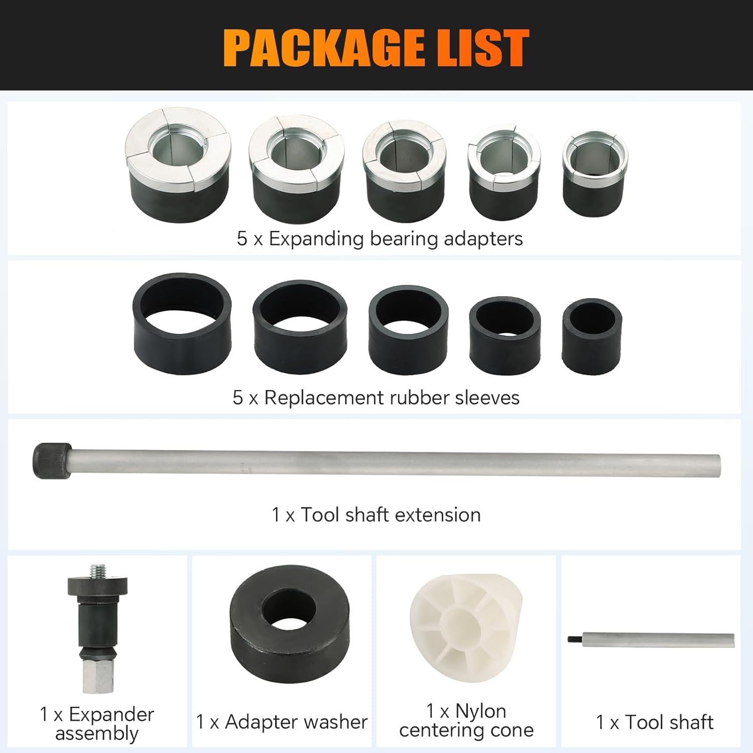 

Cam Bearing Tool Set with 1-1/8 to 2-2/3 Inch Adapters for Most Trucks United States