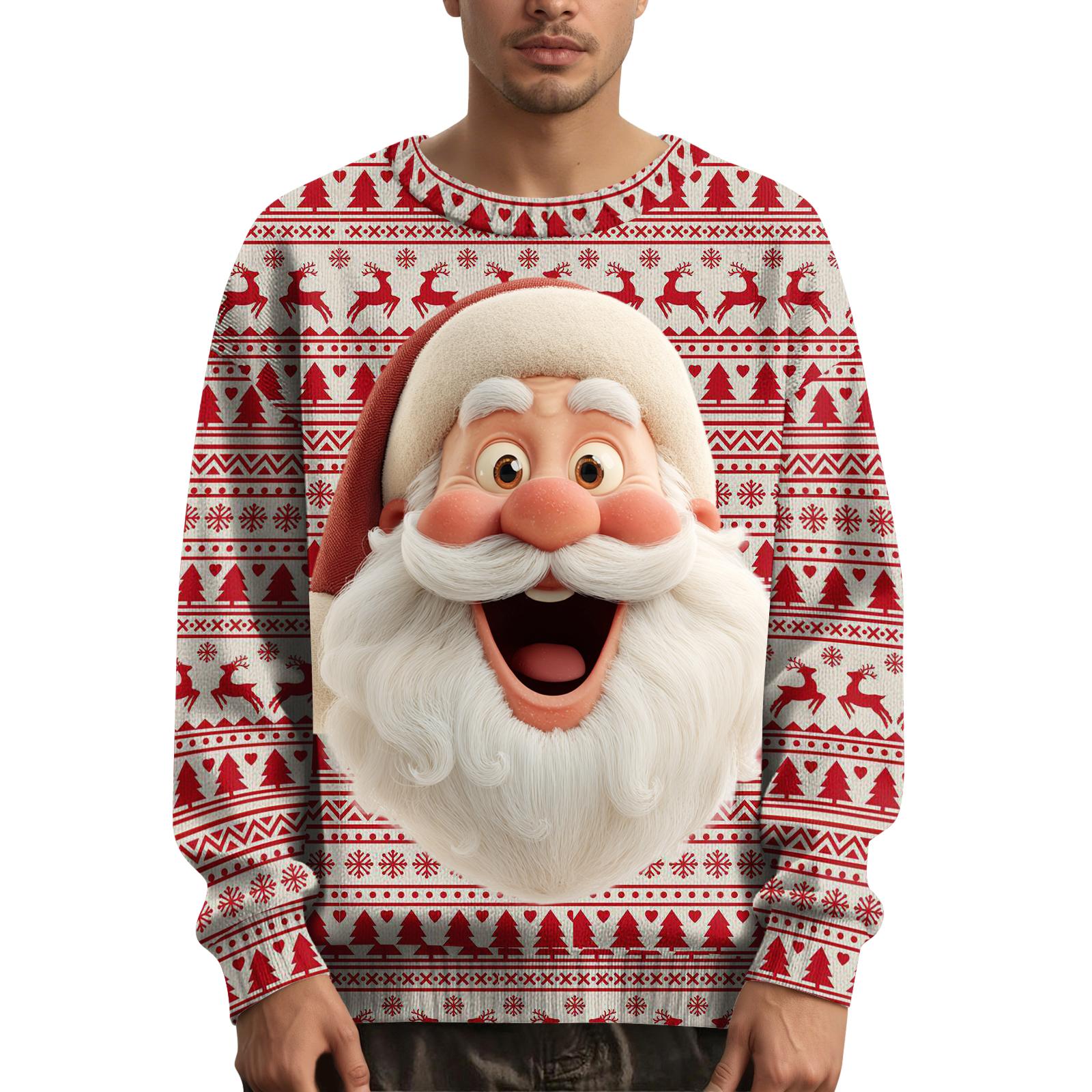 

Мужской рождественский свитер с принтованным воротником L