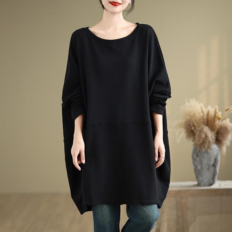 DIMANAF 2024 Pullover Long Plus Size Autumn Big T-shirt Women Super Full Sleeve Loose White Bat T-shirt