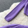 High-End-Lazy-Style-Strick-Fashionset-Damen-Zweiteiler-Anzug für Herbst und Winter, Rundhals-Oberteil + Faltenrock mit hoher Taille