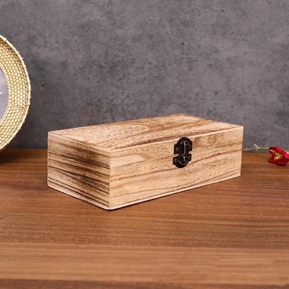 1pc Wooden Gift Box Rectangular Wooden Box - Colored Storage Box Wooden Gift Packaging Box Organizer Box Storage Box Storage Box