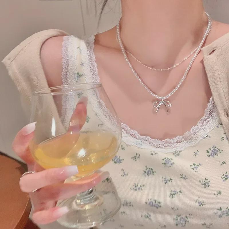 French Retro Double-Layer Pearl & Millet Bead Choker Necklace