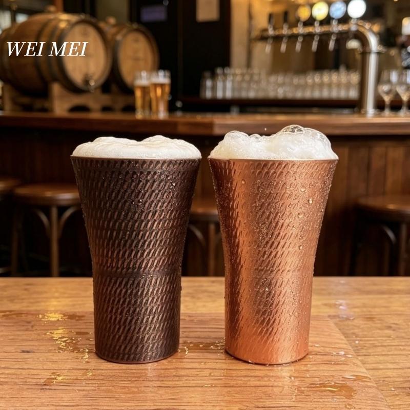 Pure Copper Vintage Coffee Mug,Camping 400 ml Cold Drink Beer Cup,Handcrafted Wide-Mouth Shape Smooth Texture Tea Cup Drinkware