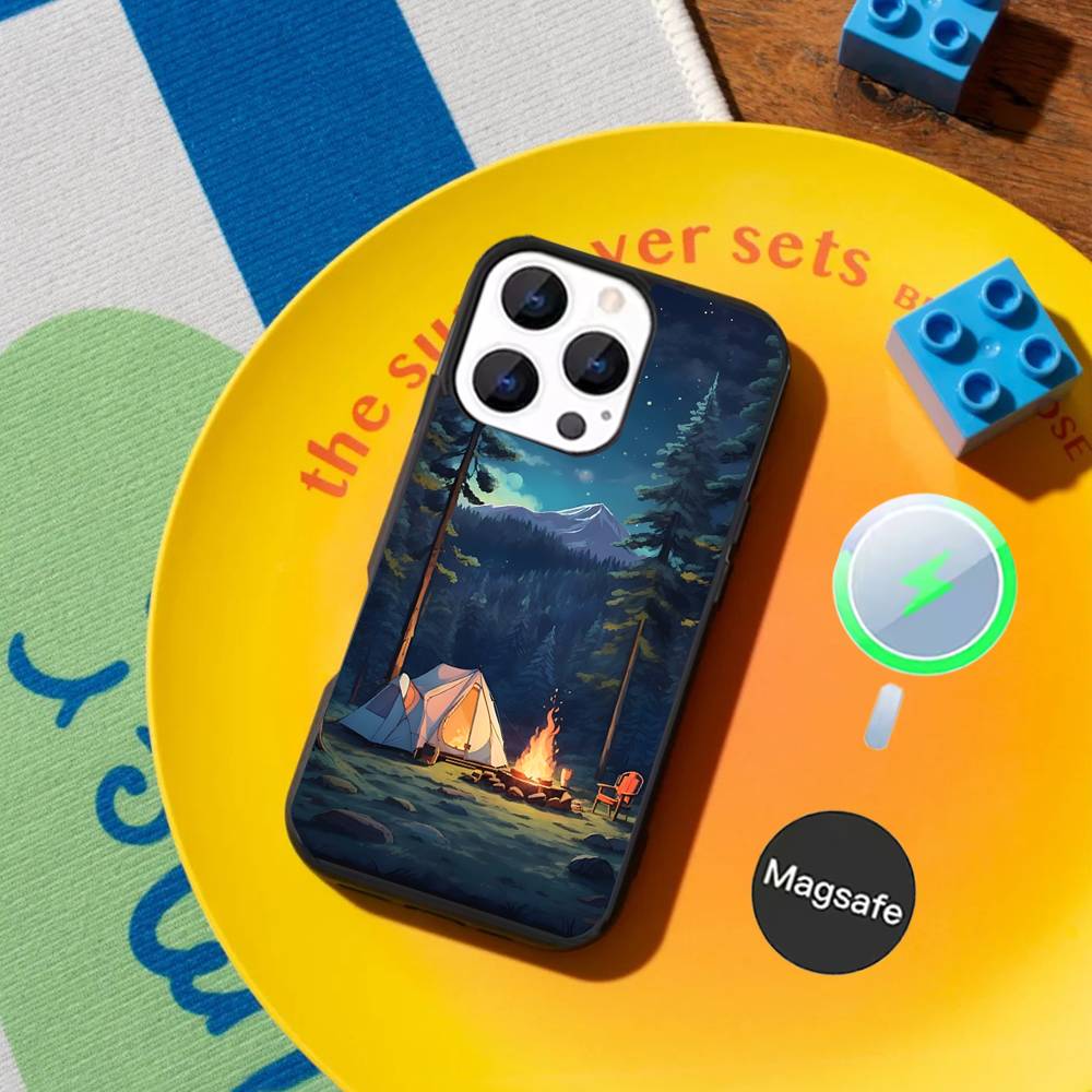 Outdoor Campings Phone Case For iPhone 17,16,15,14,13,12,11,Pro,Max,Plus,Mini,SE4,E Magnetic Magsafe Wireless Charging