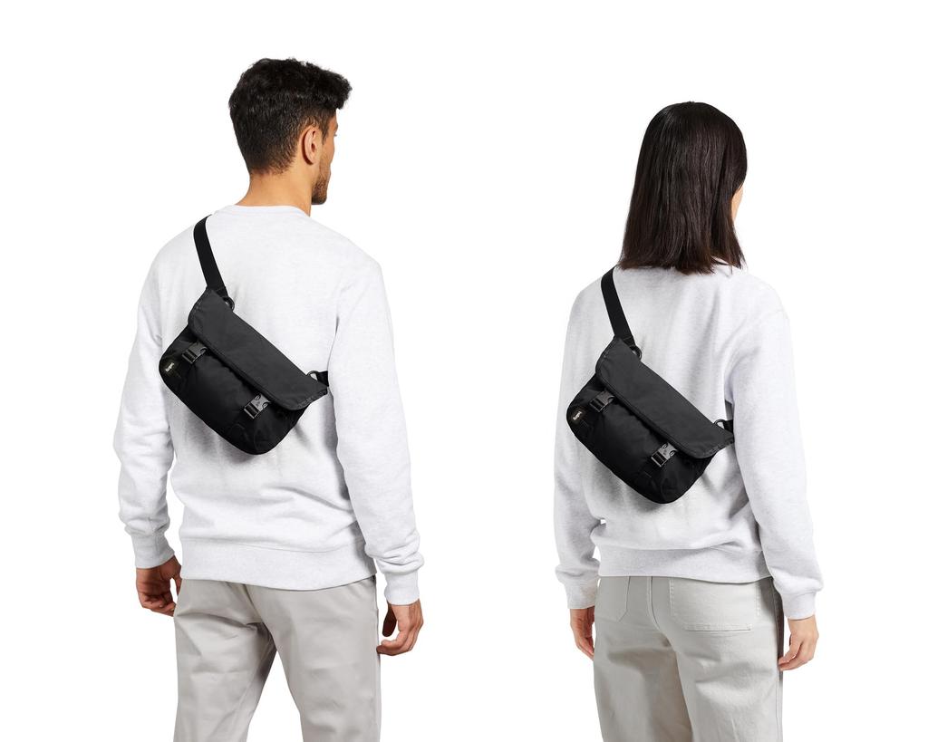 Bellroy Cinch Mini Messenger, 6L Fassungsvermögen, Leichte Mini-Umhängetasche, Wasserabweisendes Gewebe, Einfache Aufbewahrung - Schwarz