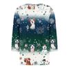 Women's T Shirt Tee Christmas Printed Button 3/4 Sleeve Tunic Daily Weekend Fashion Basic V- Neck Regular Top