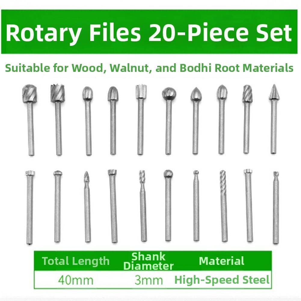 6/10/20pcs HSS Rotary File Set 3.14mm Shank Single Slot For Woodworking DIY Carving Grinding Polishing Shaping Tools