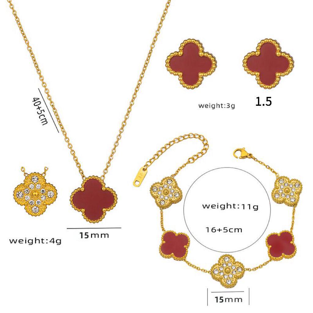 Trendy Clover Bracelet: Women's Korean Simple Design with Mother-of-Pearl and Titanium Steel, Featuring Five Floral Motifs.