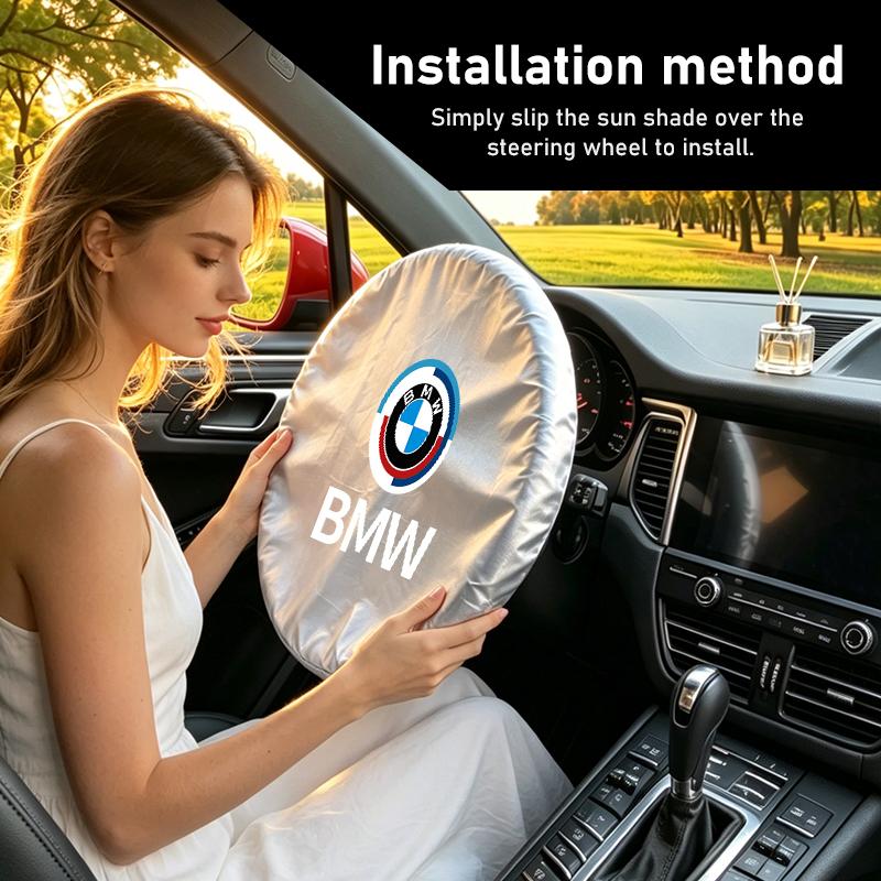 SCKS3 Car Steering Wheel Sun Block Silver Coated Cloth Sun Shade Cover For BMW M E87 E30 E46 E28 E39 F18 F35 G03 F10 E93 F20
