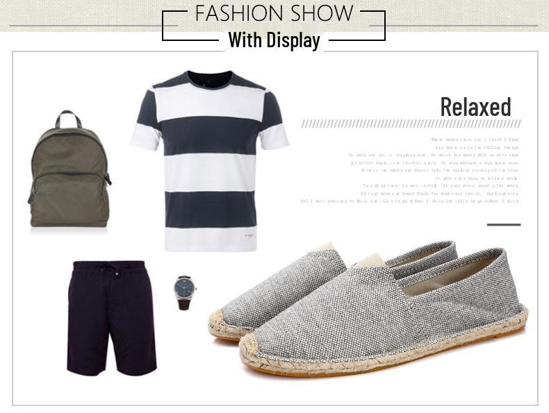 Summer Canvas Slip-On Espadrilles with Linen Sole - Casual Solid Color Hemp Rope Fisherman Shoes