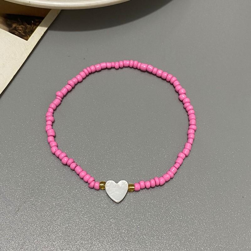Small Glasses Beads Bracelet for Girl Women Nature Shell Love Heart Hand Jewelry Gift for Friend