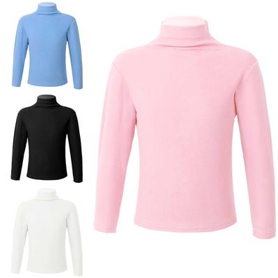 Thermo-Tops für Babys, Jungen und Mädchen, einfarbig, Rollkragen-T-Shirt, Baumwolle, Stehkragen, Langarm-Tops