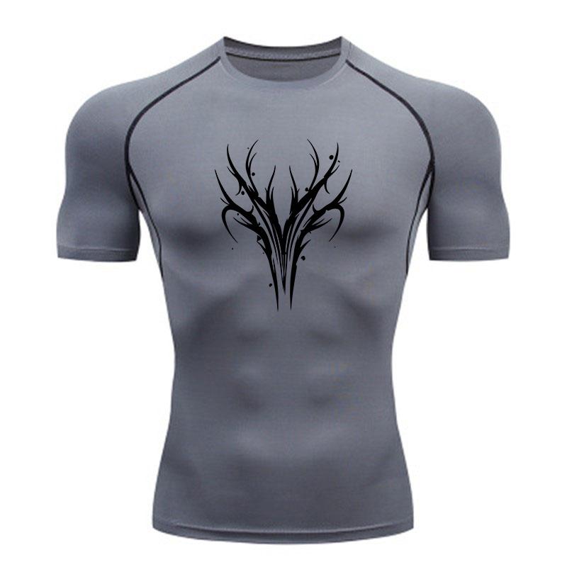 Men's Athletic Compression Sports T-Shirt, Stylish Tribal Tr