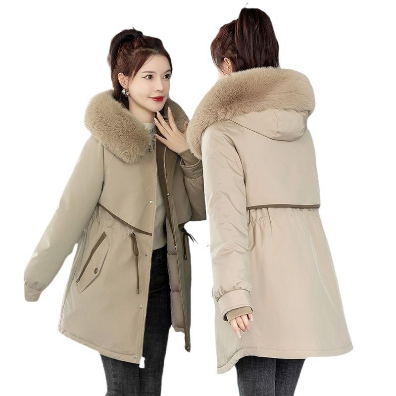 The new Pie Overcomes Women's Clothing Detachable Liner One Clothes Three Wear Medium and Long Winter Jacket Large Sweater Collar Cotton-Padded Jacket