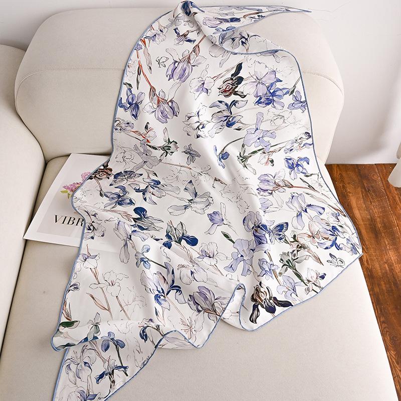 Popular silk scarves Elegant temperament neck silk twill triangle scarves Gift travel 100% mulberry silk scarves 74*165cm
