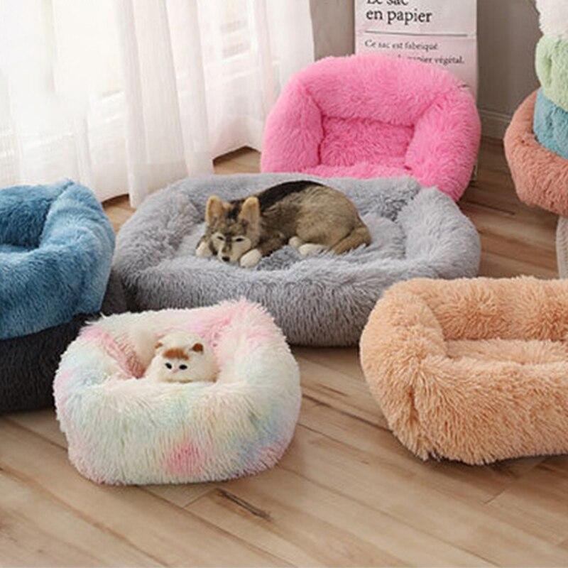 Morbido e lungo peluche Letto per cani Inverno Letto per gatti Chihuahua Yorkie Cucciolo Cuscino Letto per cani di piccola taglia Caldo divano letto per animali domestici per cani Gatti