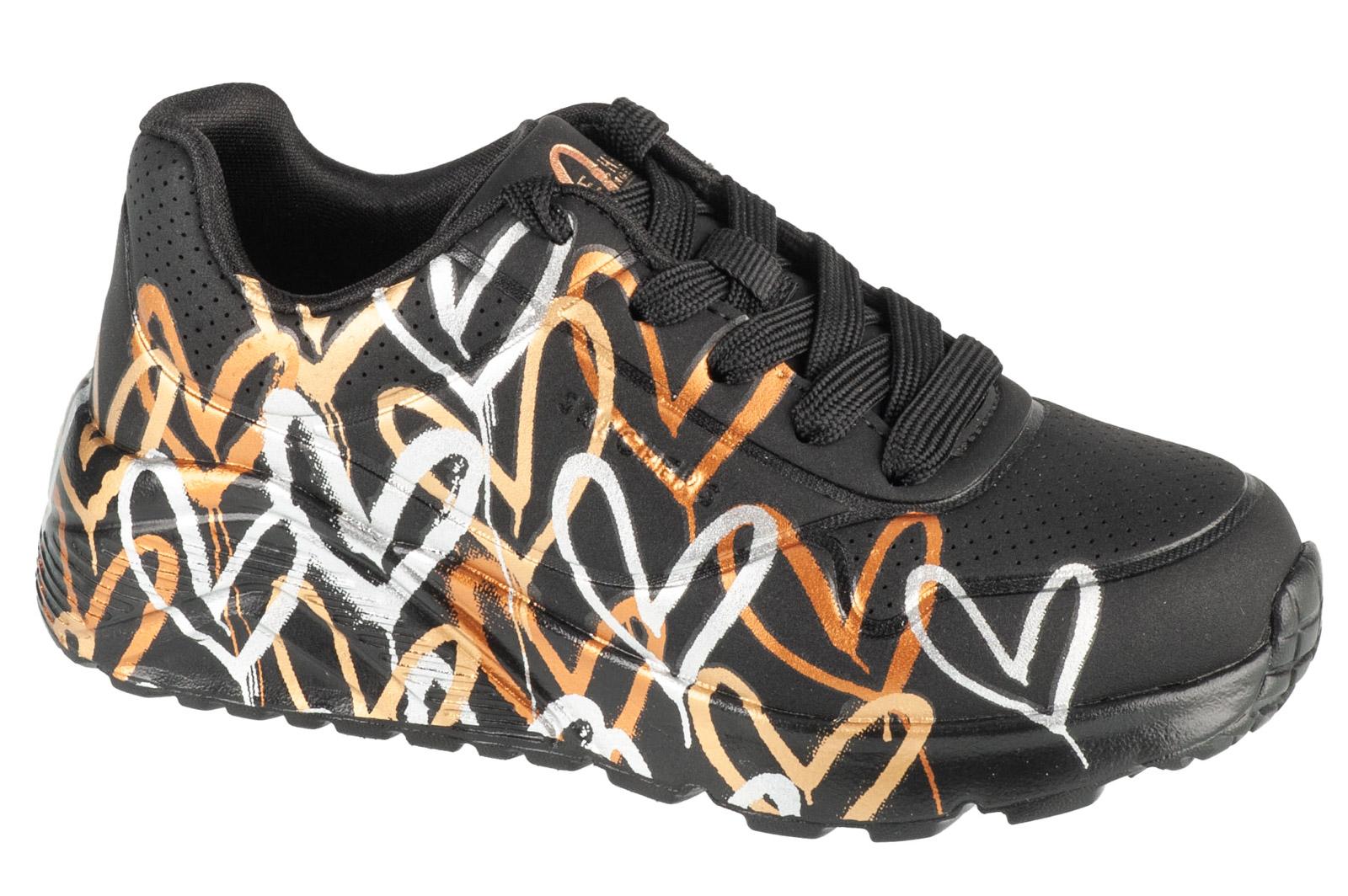 Skechers JGoldCrown: Uno Lite - Metallic, schwarze Sneaker für Mädchen 32 schwarz