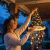 Decorative Holiday Lights Lighted Christmas Ceiling Hanging Decor, Pre-Lit Tree Bell Pendant with Winter Seasonal Landscaping Warm LED, Porch Doorway