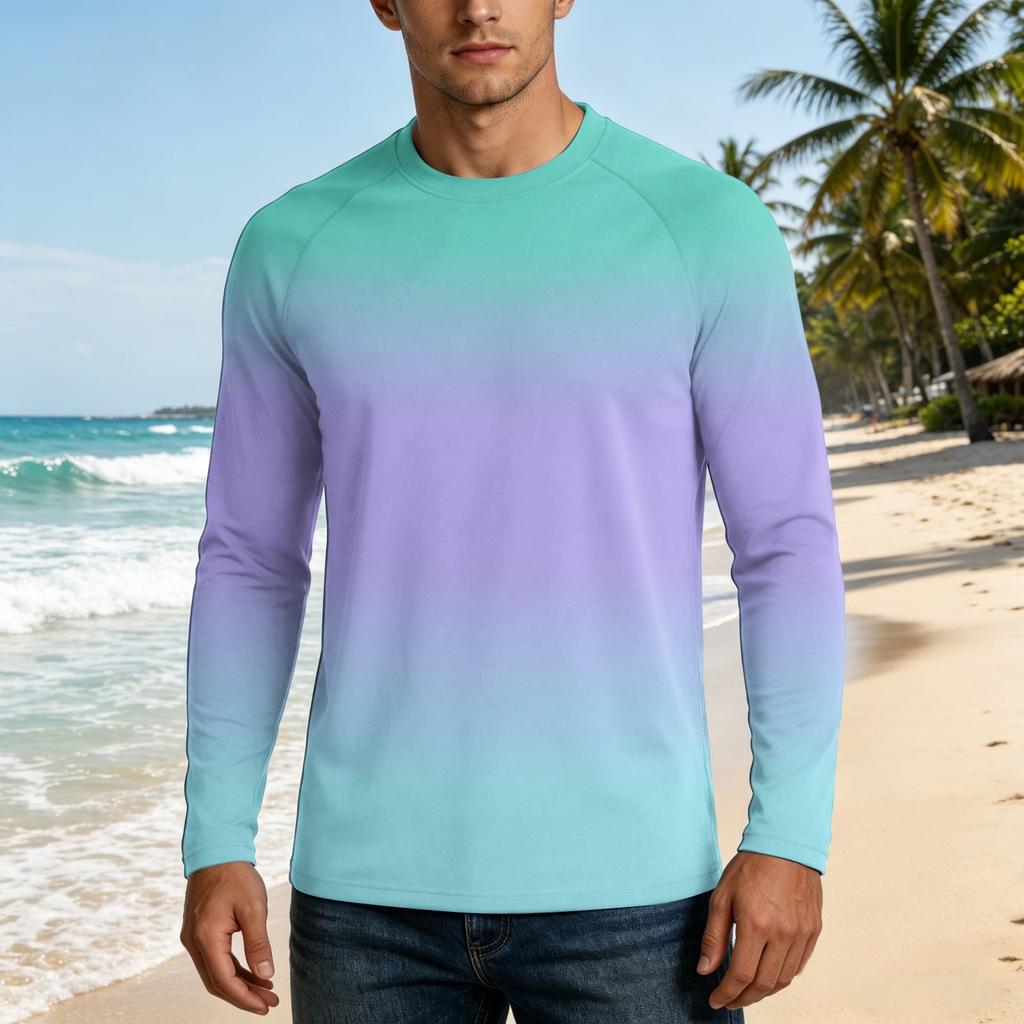 Men's UPF50+ Sun Protection Long Sleeve Shirt Stretch Fabric Lightweight Breathable Outdoor Activewear Top