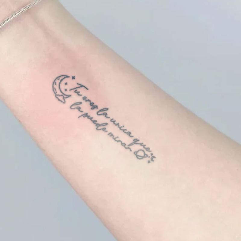 1 Sheets English Inspirational Quotes Words Tattoo Floral Butterfly Elements Temporary Body Art Sticker Waterproof