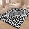 3D Vortex Illusion Area Rug for Bedroom Living Room Non-Slip Floor Mat Black White Geometric Optical Decor