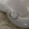 S925 Stunning Silver Geometric Open Adjustable Ring For Women With Elegant Smiley Design Face