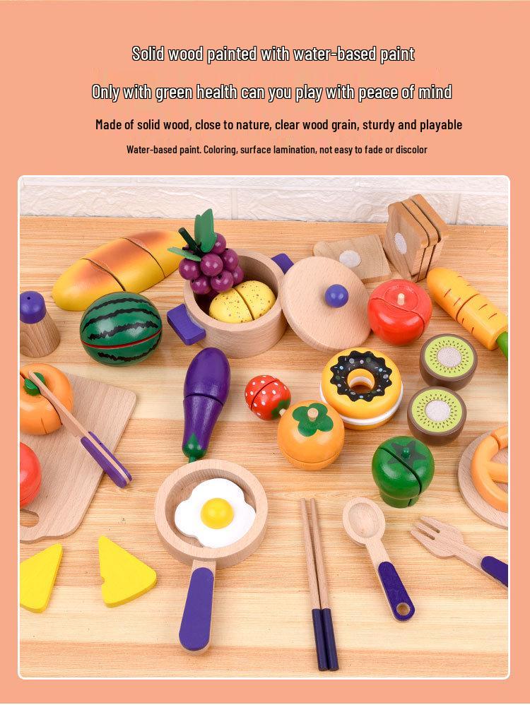 Wooden Princess Playhouse & Tea Party Set with Cake & Cuttable Fruits