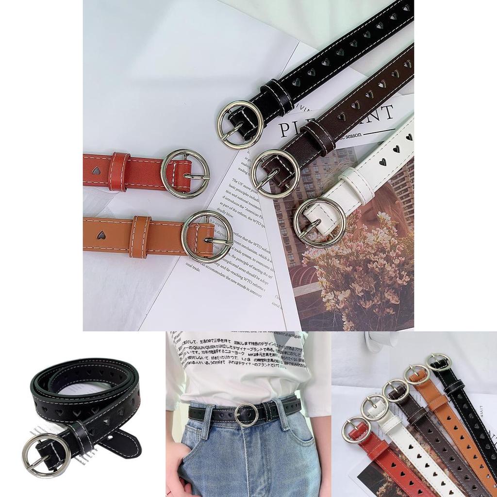 Elegant Minimalist Women's Pu Leather Belt Stylish Round Buckle Adjustable Fashion