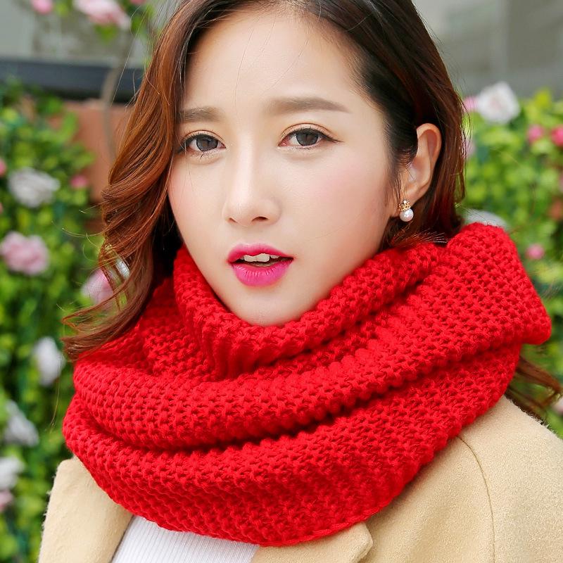 Women's Korean Style Solid Color Knit Wool Pullover Scarf - Autumn/Winter 2025