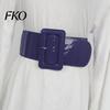 Ceinture en Simili Cuir Taille Réglable Ceinture Femme, Large Ceinture Élastique de Taille Accessoire avec Boucle Carrée, Robe Extensible Mode Flexible Stretch