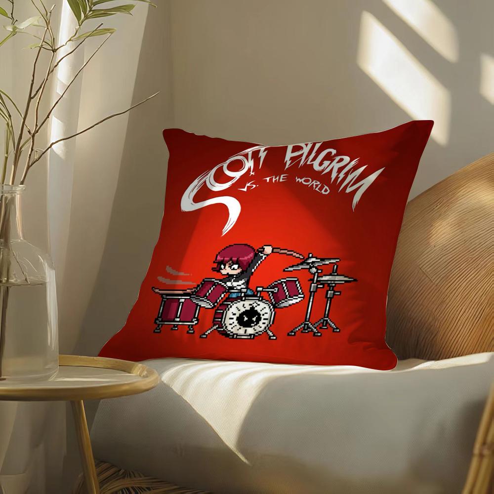 Cartoon S-Scott P-Pilgrim Cushion Cover Soft Short Plush Pillow Cover Smooth Cozy Texture Aesthetic Cushion Case Home Decor