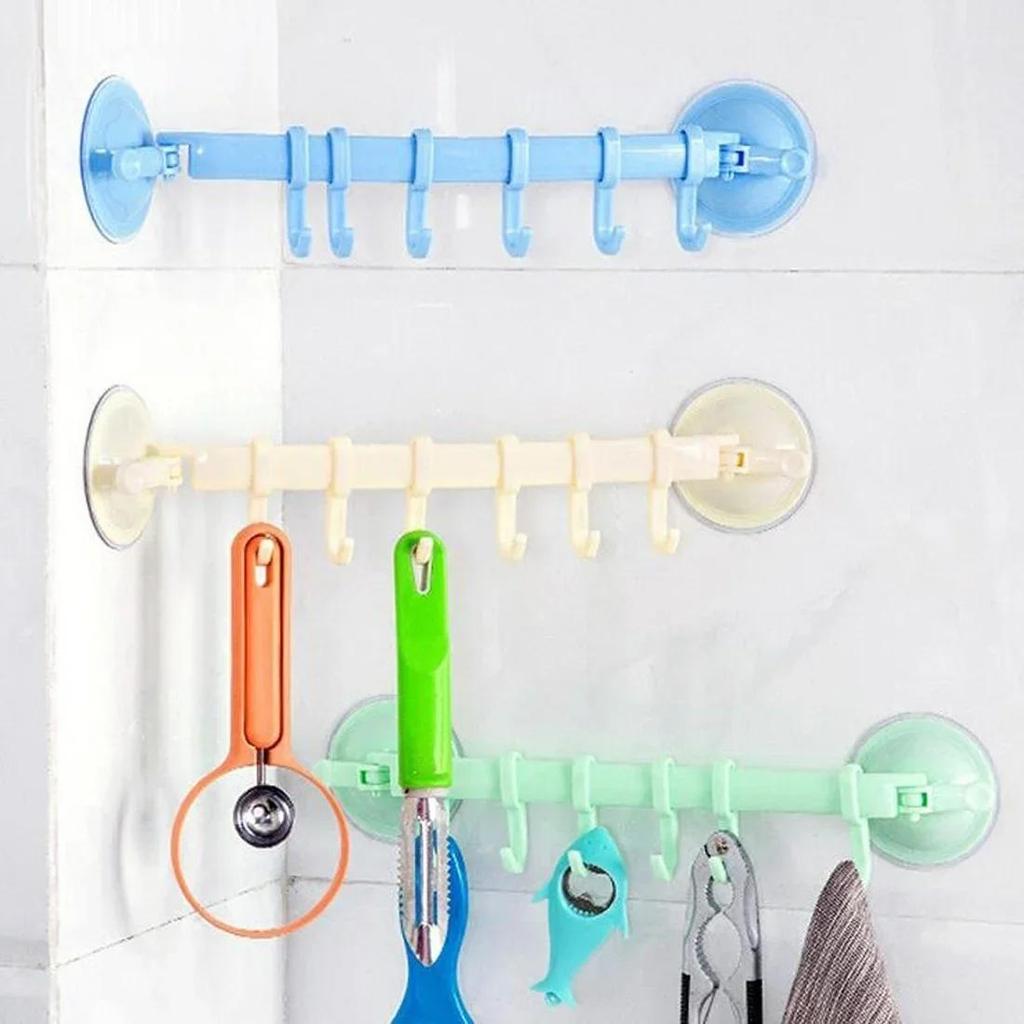 Practical Adjustable Wall Hanging Stand Hook Kitchen Bathroom Suction Cup Hanger Vacuum Suction Rack(Random Color)