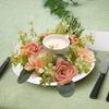 Menorah Garland Candle Rings Silk Flower Wreath Garland for Wedding Lifelike Pillar