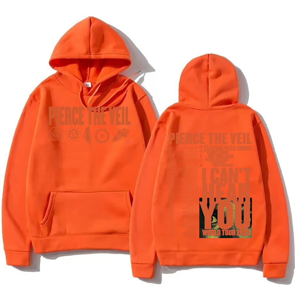 Pierce The Veil „I Can't Hear You“-Tour 2025 Hoodies – Rockband, Hip-Hop, Unisex-Streetwear für Damen und Herren – Modischer Pullover