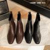 Grape mother short boots women's versatile British style Chelsea elastic boots Korean version Internet celebrity thin boots women's outer wear
