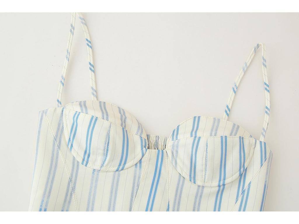 European & American Women's Off-the-Shoulder Striped Bandeau Top + Skirt Set - Sexy, Trendy, Hot Seller