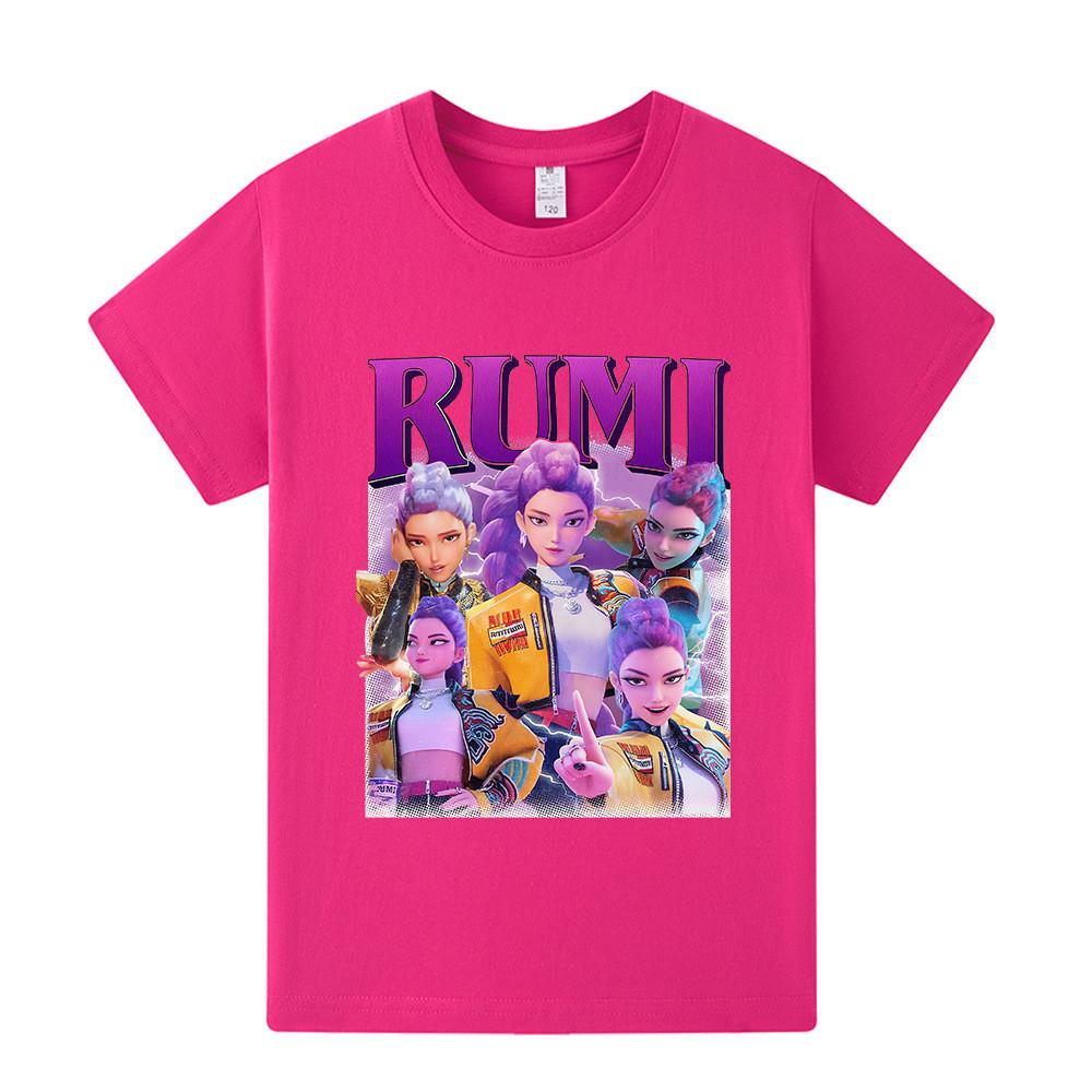 A1208 Kids Boys Girls Kpop Rumi Zoey Mira Print Short Sleeves T-shirt