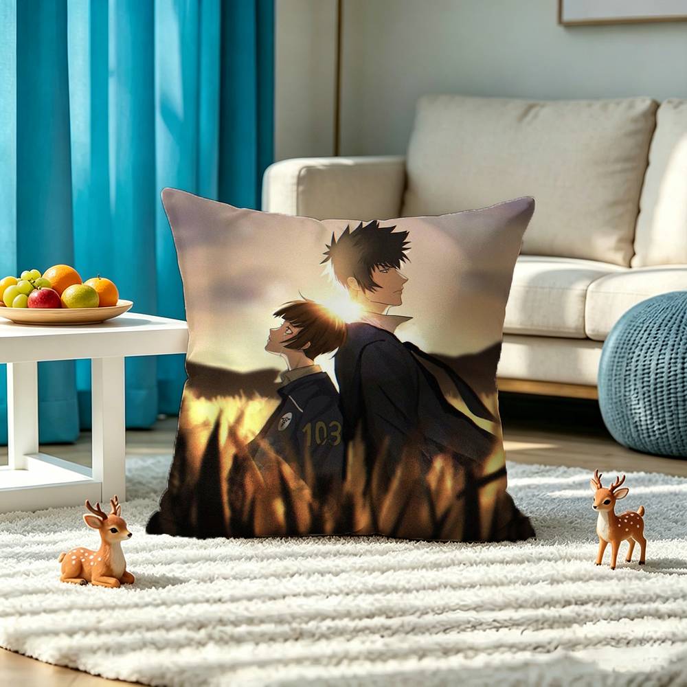 Psycho Pass Square Double-Sided printed Pillow Case Bedroom Bedside Pillow Sofa Cushion Cover
