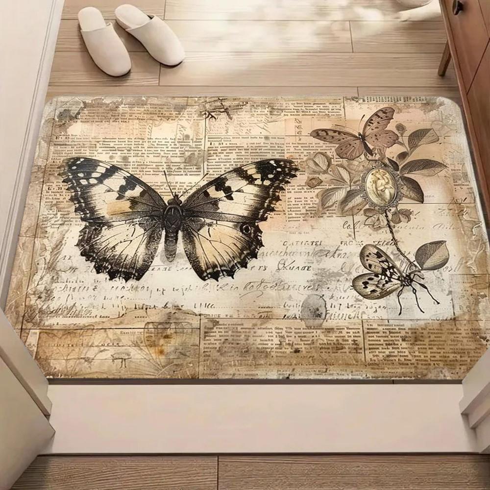 Moth Pattern Doormat Insect Animal Pattern Home Decor Carpet Soft Non-slip Floor Mat for Indoor Outdoor Entrance Decor