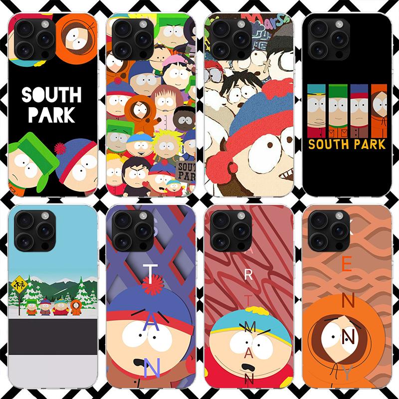 Kreslený S-South P-Parkes Pouzdro na telefon pro iPhone 17 Air 16 16E 15 14 Plus 13 Mini 12 11 Pro Max 7 8 + SE 2020 Měkké pouzdro Fundas 11