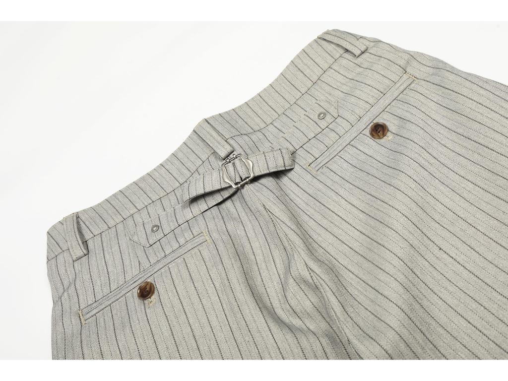 11KN Vintage Striped Wide-Leg Dress Pants with Scythe Design for Men & Women