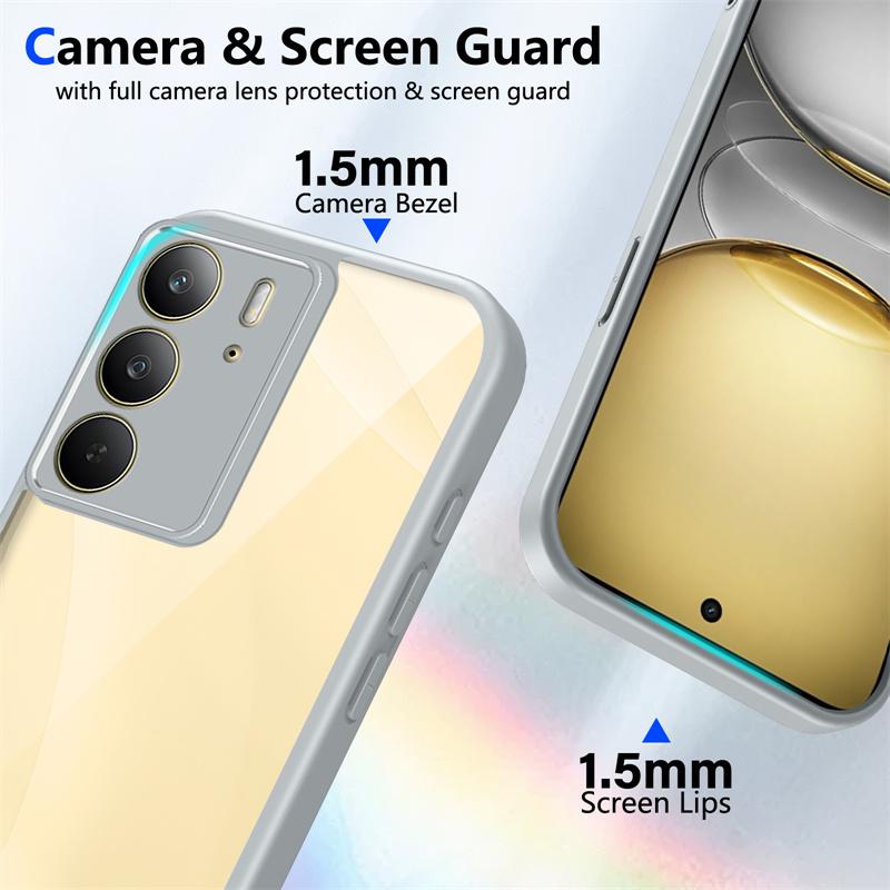 Realme C75 4G RMX3941 Case Plating Silicone Bumper Shockproof Clear Back Cover Matte Hard Phone Case for Realme C75 4G RMX3941