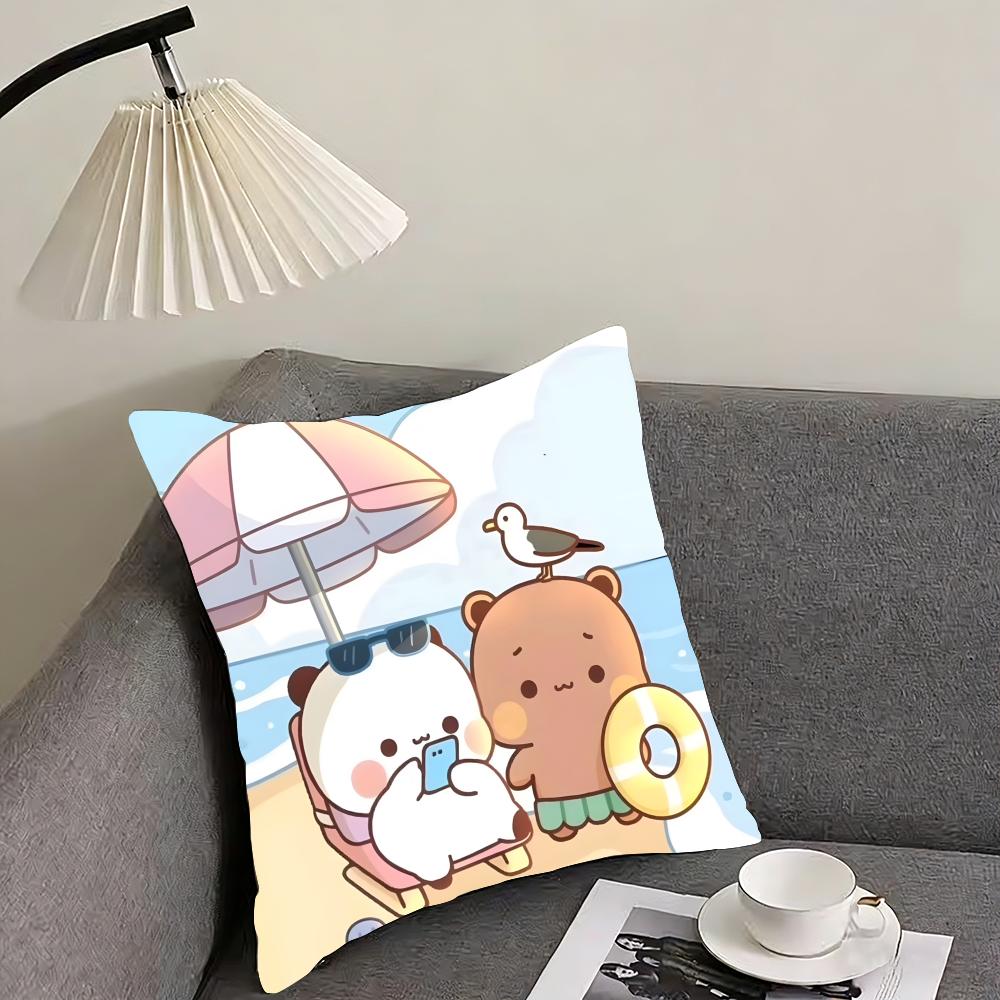 P-Panda Bubu And Dudu Cushion Cover Reversible Plush Pillow Cover – For car, sofa, bedroom, perfect as a gift.