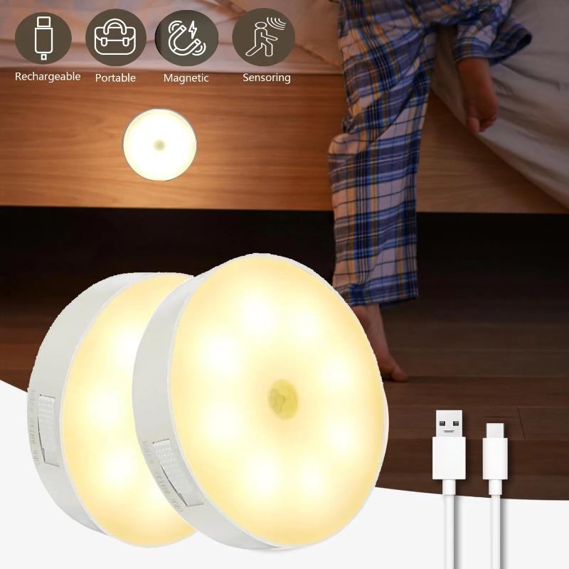 LED Noční světlo se senzorem pohybu Dobíjecí noční lampička USB Pro kuchyňskou skříň Šatní skříň Schodiště Bezdrátové LED Světlo do skříně