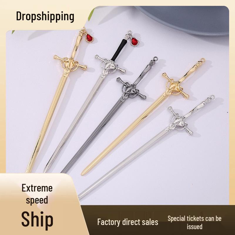 

Vintage Chinese Sword Hairpin for Hanfu Updo - Elegant Retro Hair Accessory