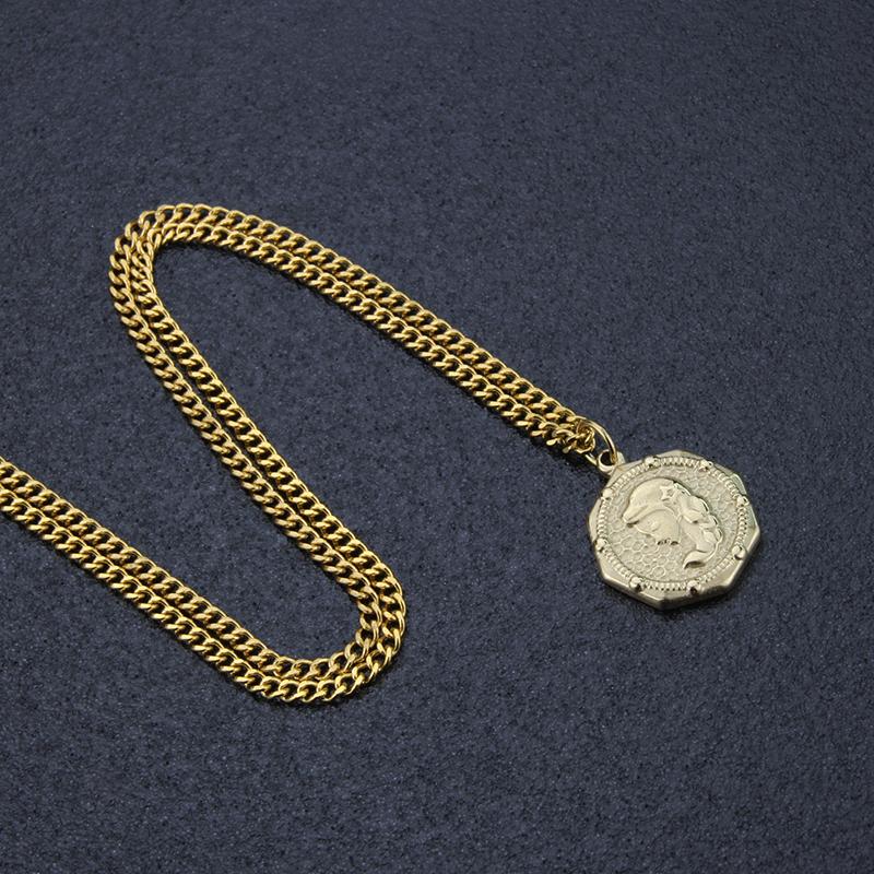 New Design Fashion Jewelry Gold Plated Stainless Steel Print Pattern Collection Pendant Necklace Party Gift